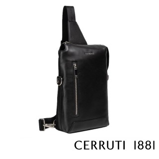 【Cerruti 1881】義大利頂級小牛皮斜肩包(黑色 CEBO06557M)
