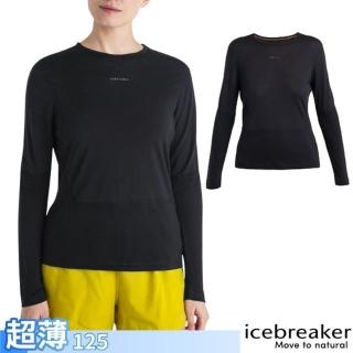 【Icebreaker】女 美麗諾羊毛 ZoneKnit Cool-Lite Energy Wind 網眼圓領長袖上衣-125(IB0A56ZT-001 黑)