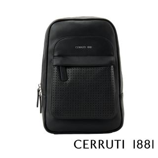 【Cerruti 1881】限量2折 義大利頂級小牛皮斜肩包 全新專櫃展示品(黑色 CEBO06544M)