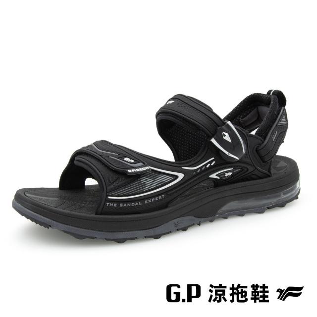 【G.P】男款超緩震氣墊磁扣兩用涼拖鞋G9576M-黑色(SIZE:39-44 共二色)