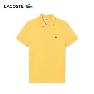 【LACOSTE】男裝-經典修身短袖Polo衫(玉米黃)