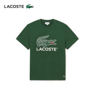 【LACOSTE】男裝-經典鱷魚印花純棉T恤(深綠色)