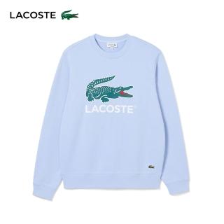 【LACOSTE】男裝-經典版型鱷魚Logo大學T(紫藍色)