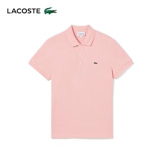 【LACOSTE】男裝-經典修身短袖Polo衫(粉紅色)