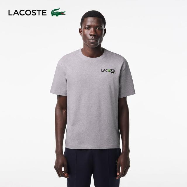 【LACOSTE】男裝-重磅棉質漫畫印花短袖T恤(灰色)
