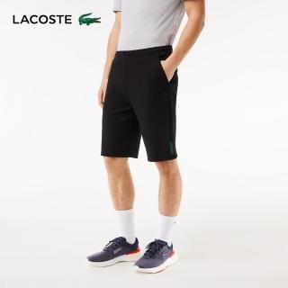 【LACOSTE】男裝-彈性棉質混紡短褲(黑色)