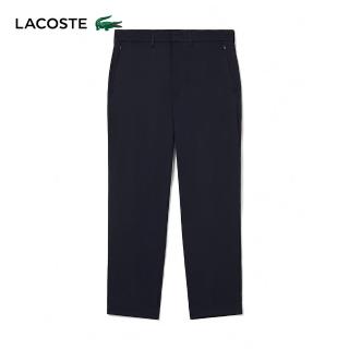 【LACOSTE】男裝-錐形褲管輕質斜紋工作褲(深淵藍)