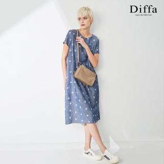 【Diffa】時尚美型波點短袖連身洋裝-女