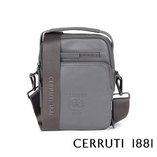 【Cerruti 1881】限量2折 義大利頂級小牛皮肩背包斜背包 全新專櫃展示品(灰色 CEBO05148M)