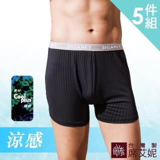 【SHIANEY 席艾妮】5件組 台灣製 透氣網孔 四角內褲 涼感吸濕排汗