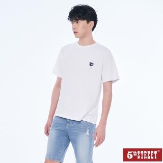 【5th STREET】男裝胸前LOGO繡花短袖T恤-白色