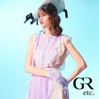 【GLORY21】網路獨賣款-etc.浪漫粉嫩荷葉邊雪紡無袖洋裝/連身裙(淺紫)