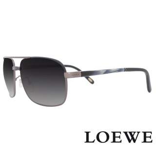 【LOEWE 羅威】西班牙皇室 大理石紋金屬款太陽眼鏡(消光灰/藍 SLW434-0655)