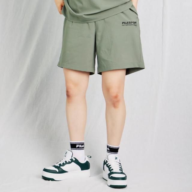 【FILA官方直營】中性吸濕排汗平織短褲-綠色(1SHY-1468-OV)