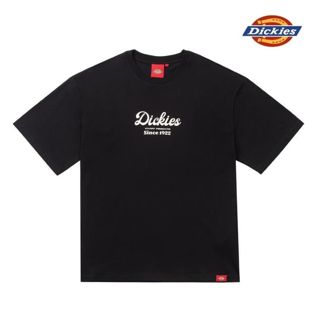 【Dickies】男女款黑色純棉胸前品牌Logo印花寬鬆短袖T恤｜DK0A87CRBLK