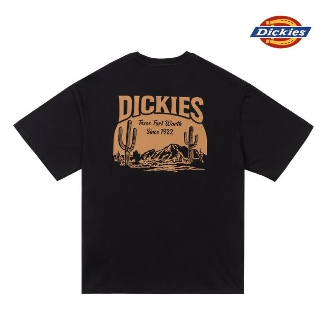 【Dickies】男女款黑色純棉背面大圖案印花寬鬆短袖T恤｜DK0A87DABLK