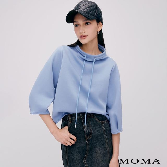 【MOMA】休閒抽繩太空棉立領上衣(三色)