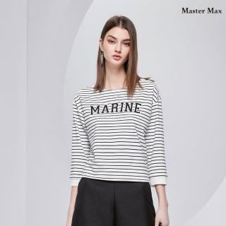 【Master Max】條紋袖字彈性七分袖休閒上衣(8417007)
