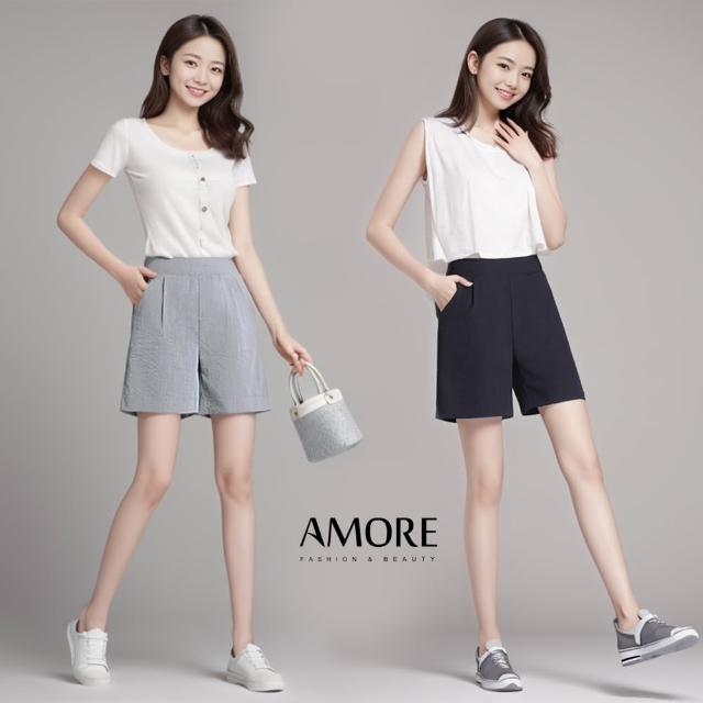 【Amore】日韓質感顯瘦冰絲棉麻短褲(涼爽超好穿)