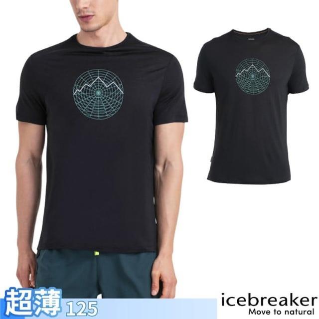 【Icebreaker】男 美麗諾羊毛 Sphere III Cool-Lite 圓領短袖上衣_山谷電波-125.T恤(IB0A56W5-001 黑)