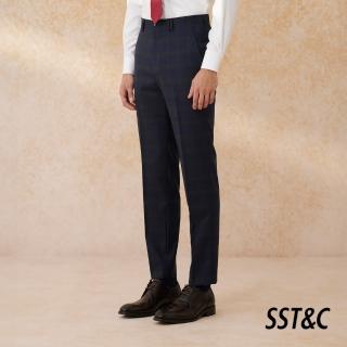 【SST&C 新品上市】可機洗系列藏青格紋修身西裝褲0212403007