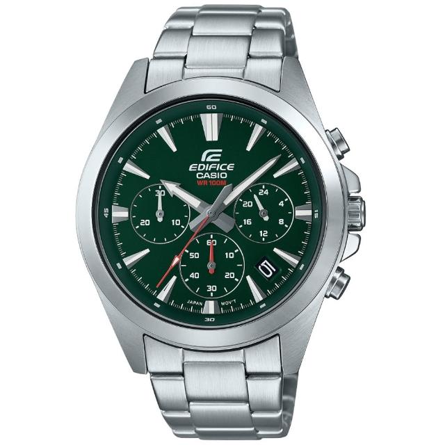 【CASIO 卡西歐】EDIFICE 經典簡約三眼計時腕錶 母親節 禮物(EFV-630D-3AV)