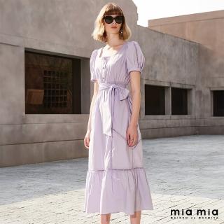【mia mia】方領小澎袖長洋裝