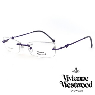 【Vivienne Westwood】搖滾無框系列金屬光學鏡框(紫 VW02102)