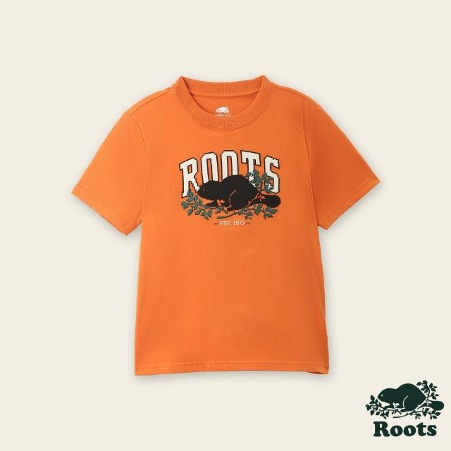 【Roots】Roots 大童- PIXEL COOPER BEAVER短袖T恤(焦糖橘)