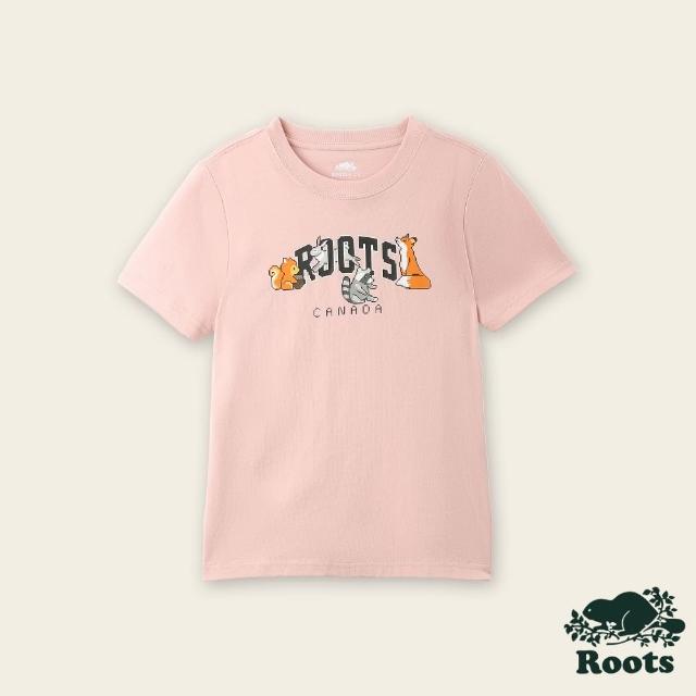 【Roots】Roots 大童- ROOTS PIXEL ANIMAL短袖T恤(粉橘色)