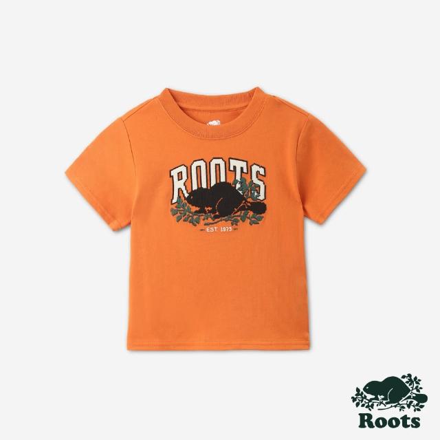 【Roots】Roots 小童- PIXEL COOPER BEAVER短袖T恤(焦糖橘)