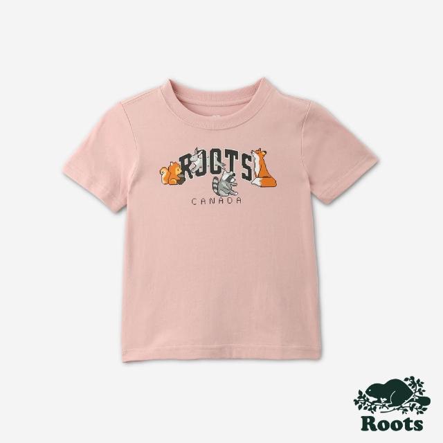 【Roots】Roots 小童- ROOTS PIXEL ANIMAL短袖T恤(粉橘色)
