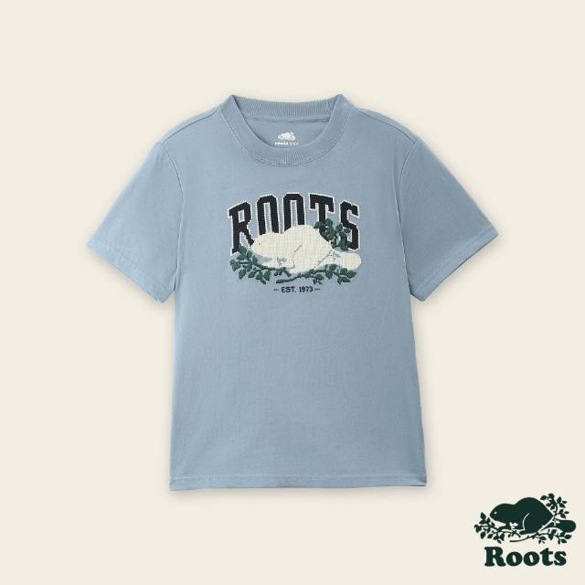 【Roots】Roots 大童- PIXEL COOPER BEAVER短袖T恤(藍色)