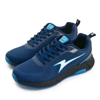 【ARNOR】男 輕量飛織Q彈緩震慢跑鞋 蓄能疾速系列(藍黑銀 33186)