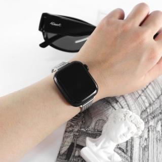 【Watchband】Apple Watch 全系列通用錶帶 蘋果手錶替用錶帶 磁吸彎折扣 編織鋅合金錶帶(銀色)