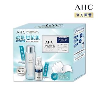 【AHC】超能玻尿酸+B5修護保濕重量組(機能水300ml+B5玻尿酸精華50ml+濕敷化妝棉)