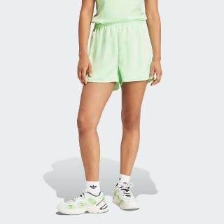 【adidas 愛迪達】短褲 女款 運動褲 緞面 三葉草 亞規 SPRINT SHORTS 綠 IP0712