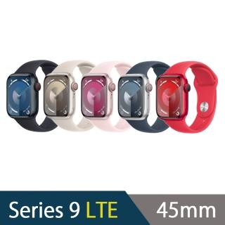 充電全配組【Apple】Apple Watch S9 LTE 45mm(鋁金屬錶殼搭配運動型錶帶)