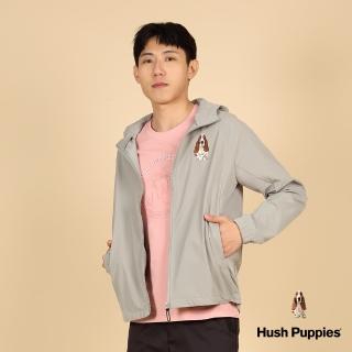 【Hush Puppies】男裝 外套 機能連帽防風刺繡狗外套(灰綠 / 43117101)