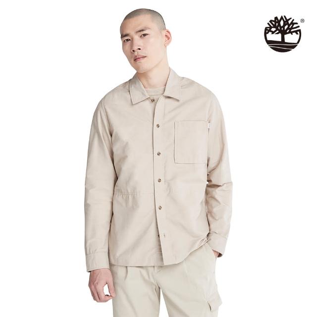 【Timberland】男款化石灰Oversized 寬版襯衫外套(A5QRZCY2)