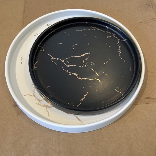 【JEN】北歐風陶瓷大理石紋牛排西餐盤(2入1組)