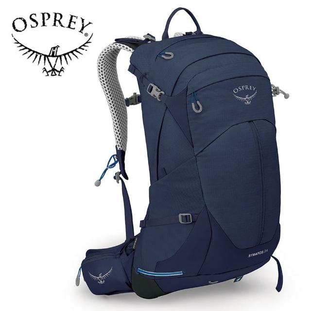 【Osprey】Stratos 24 透氣網架健行登山背包 24L 男款 海鯨藍(登山背包 健行背包 運動背包)