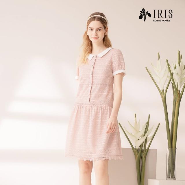 【IRIS 艾莉詩】文藝氣息葉脈蕾絲剪接連衣裙(42611)