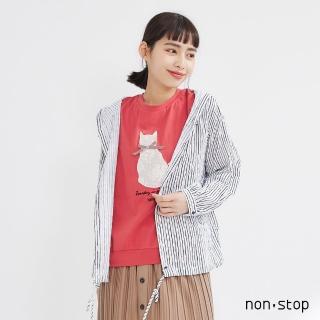 【non-stop】條紋彩釦連帽襯衫-2色