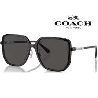 【COACH】亞洲版 時尚大鏡面太陽眼鏡 典雅簡約設計 HC8401D 500287 黑框抗UV深灰鏡片 公司貨
