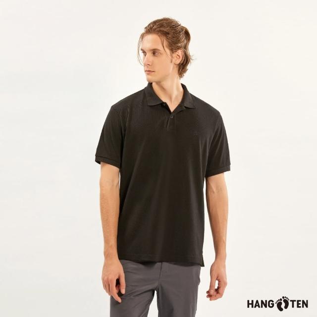 【Hang Ten】男裝-經典純棉素色短袖POLO衫(黑)