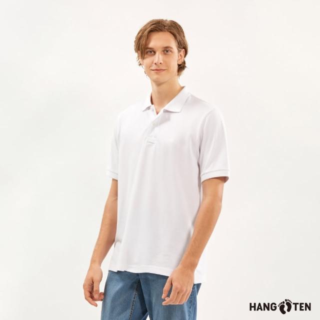 【Hang Ten】男裝-經典純棉素色短袖POLO衫(白)