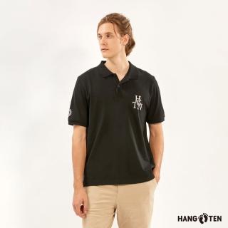 【Hang Ten】男裝-HGTN刺繡短袖POLO衫(黑)