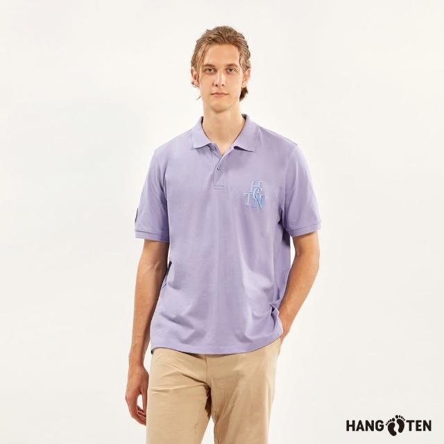 【Hang Ten】男裝-HGTN刺繡短袖POLO衫(淺紫)