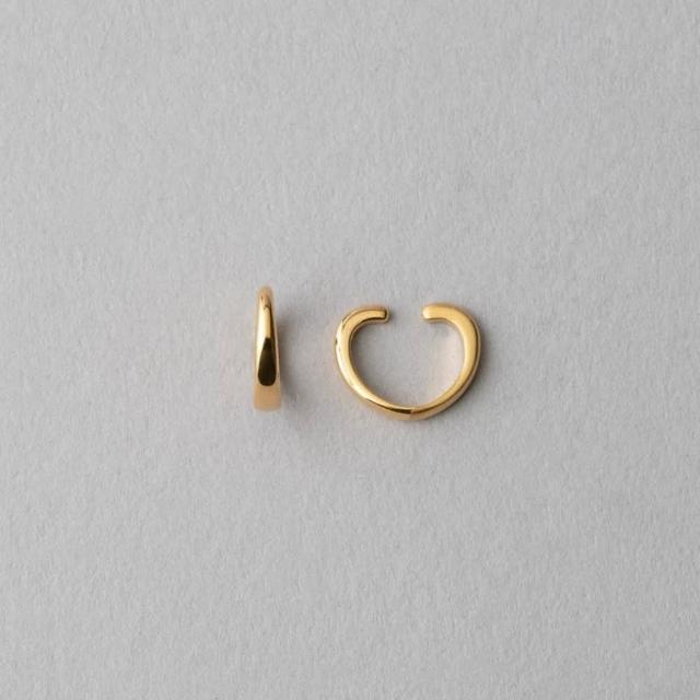 【ete】簡約雙面圓潤心形夾式耳環(金色)